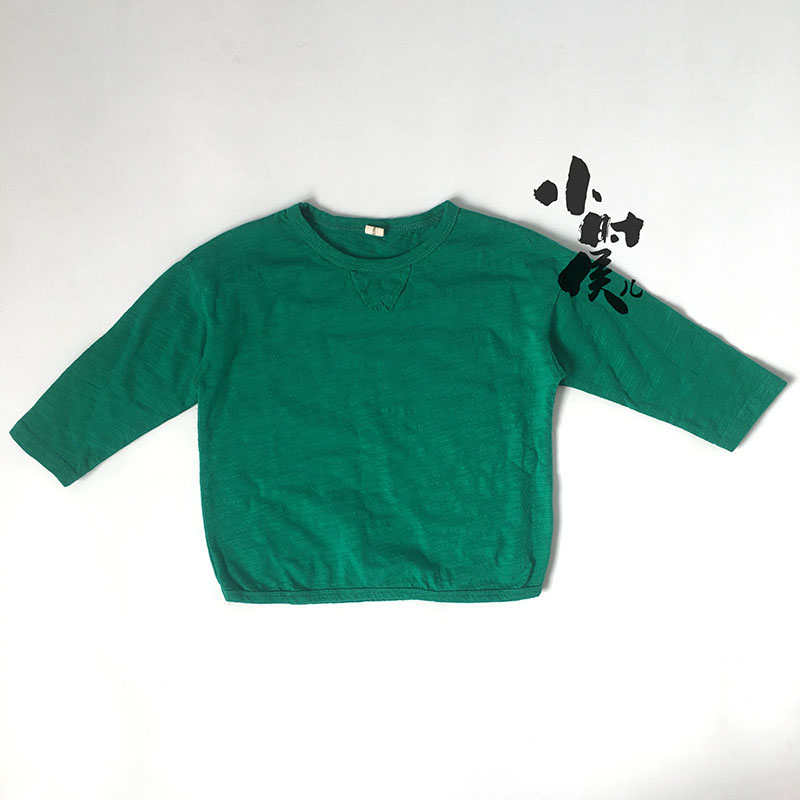 Mềm mềm Hàn Quốc phiên bản của quần áo mùa xuân cô gái bông tre T-shirt 123456 tuổi chơi dưới cùng của nghệ thuật màu sắc đơn giản tinh khiết.