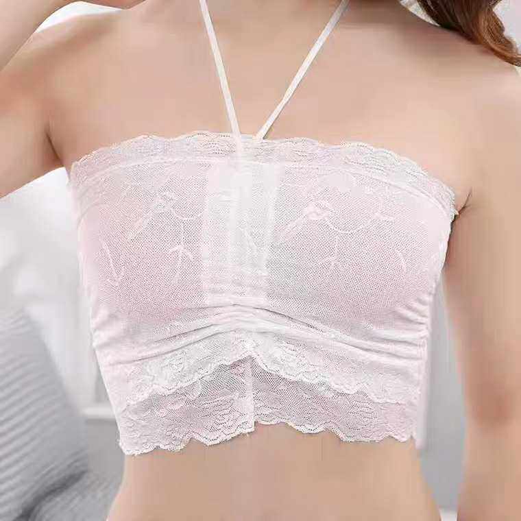 New summer fashion girls all-match wrap chest tube top classic hanging neck lace lace simple and comfortable tube top for women