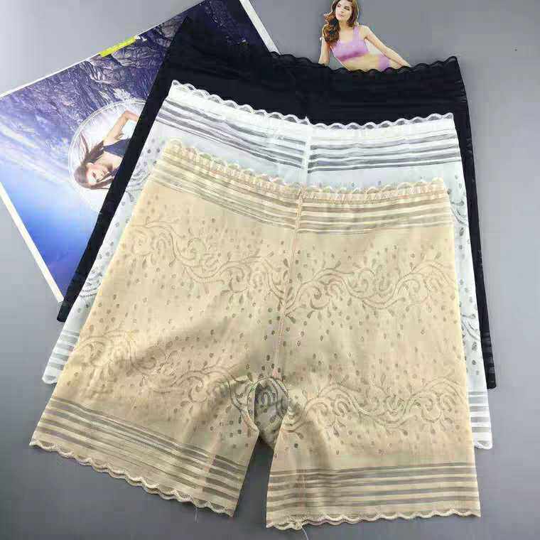 Ultra-thin, breathable and comfortable high-elastic jacquard mesh lace anti-light leggings women's safety pants three-point shorts women