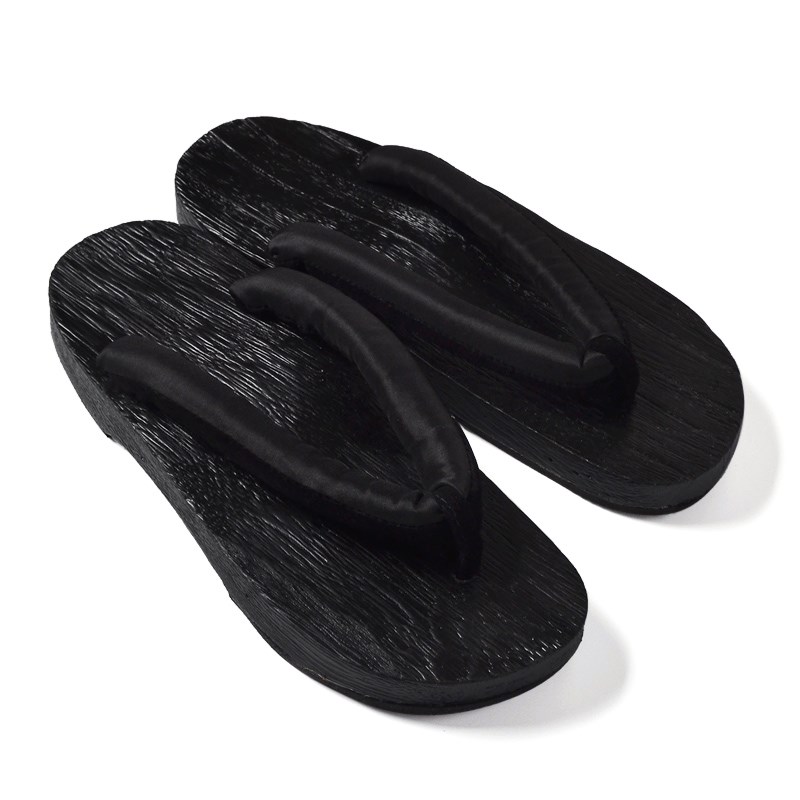 Japanese style traditional men's section plantar 2 teeth and wood clog men's wide board wood slipper wood bottom clamping feet herringbone