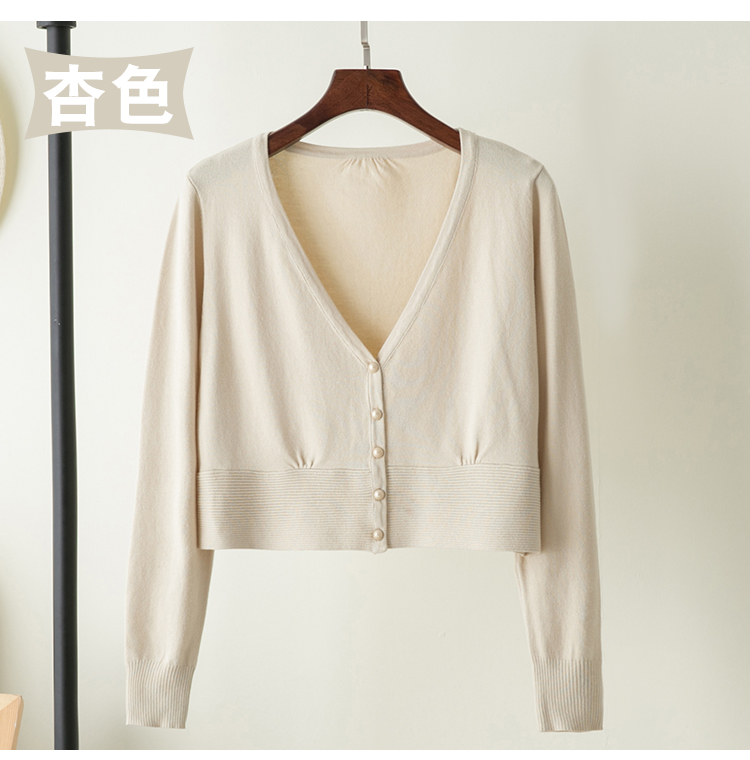 Phiên bản hàn quốc 2018 mới 2018 áo len dài tay dài eo cao áo len ngắn áo len nữ áo len mỏng cardigan nữ