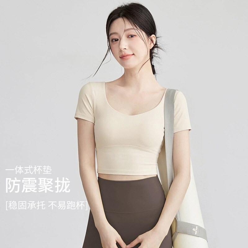 Beautiful Back Yoga Clothes for Women 2026 New Short-Sleeved Running Pilates Training Sports Tops Long-Sleeved Fitness Suit for Women