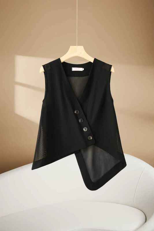 2588 # High-End V-Neck Casual Vest, Loose-Fitting Thin Top for Women in Summer