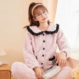 Утепленная пижама, фланелевый коралловый бархатный удерживающий тепло комплект, домашняя одежда, коллекция 2022