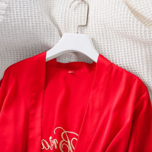 Осенняя пижама для невесты, красный банный халат, для подружки невесты