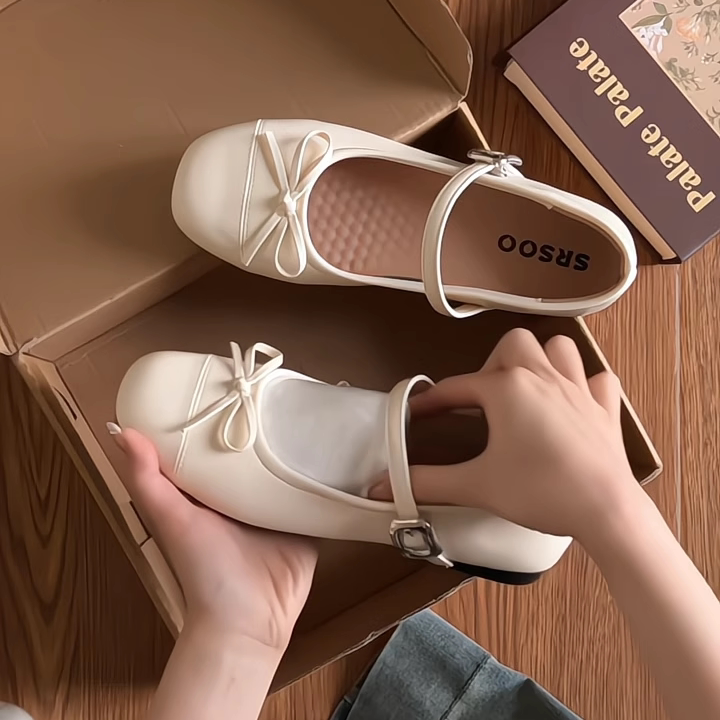 Versatile Shallow Ballet-Style Flat Shoes for Women, 2025 New Summer Style, French Round-Toe Mary Jane Shoes to Match Skirts