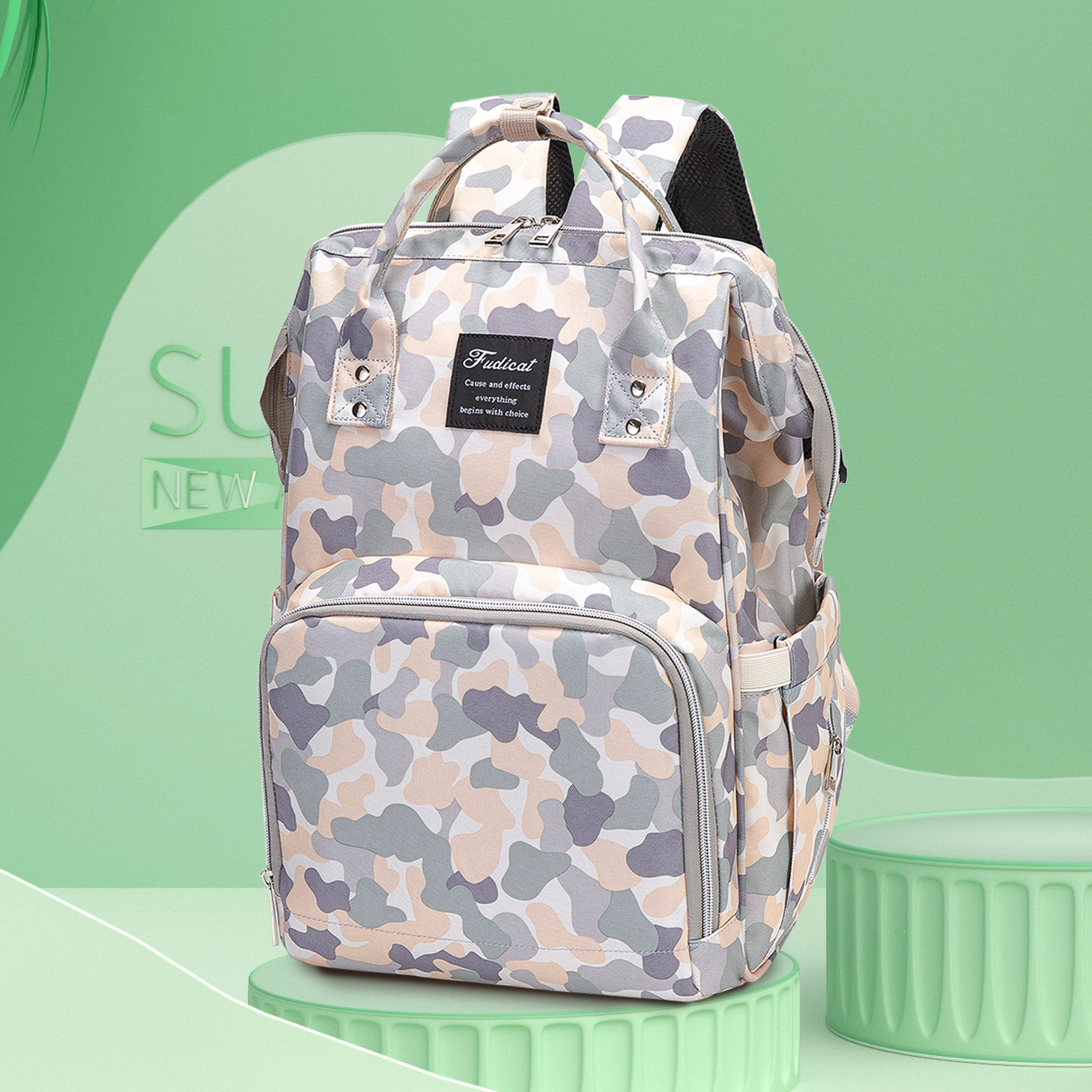 2023 new fashion multifunction big capacity mommy bag mother and baby outside light portable mommy bag double shoulder backpack-Taobao