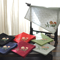  Pure cotton embroidered handkerchief handkerchief can be embroidered embroidery ancient style retro Hanfu sweat-absorbing square towel lady begonia