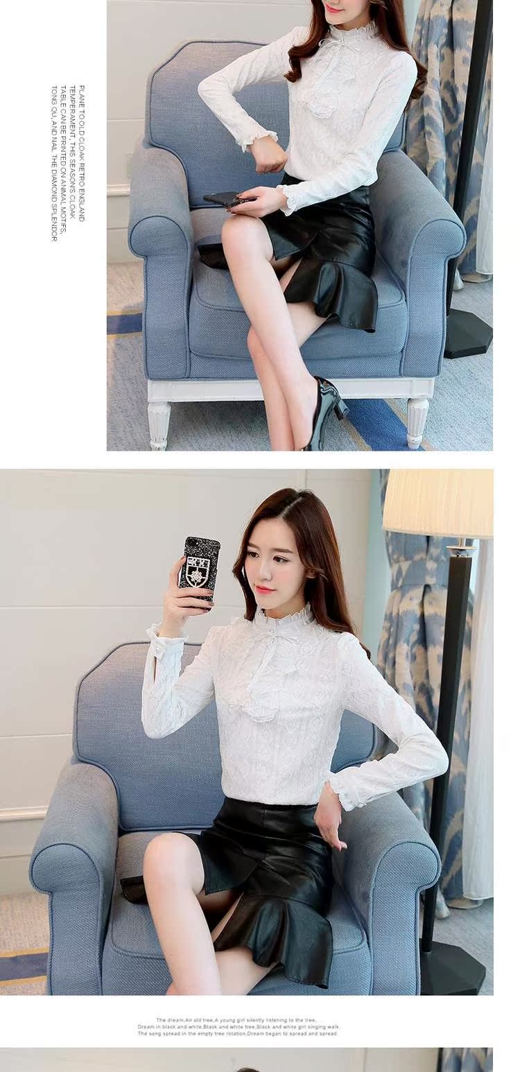 Mùa thu 2018 phiên bản Hàn Quốc mới của những chiếc áo sơ mi voan siêu rộng cỡ lớn nữ tính thời trang áo ren đáy áo sơ mi xanh dương