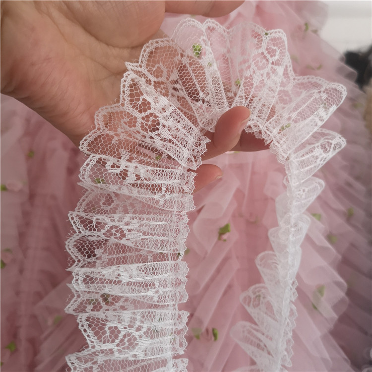 diy pastoral high quality white fantasy lace pleated skirt hem wedding dress doll clothes skirt lace accessories