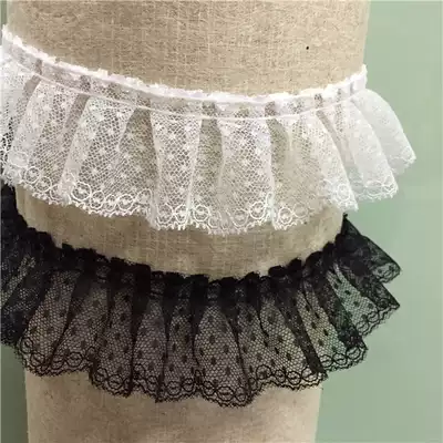 High quality black and white skirt collar cuffs Barbie clothes curtain Joker pleats lace accessories