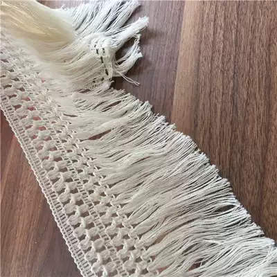 Beige new pastoral beige widened pure cotton tassel lace accessories