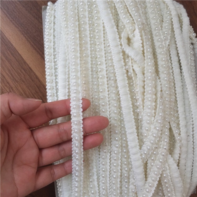 10 Yards/Lot Perlenbesetzte Spitzenborte DIY Handgefertigte Hochzeitskleid-Verzierung Wollperlen-Spitzenzubehör Spitzenstoff RS550 – Detail 6