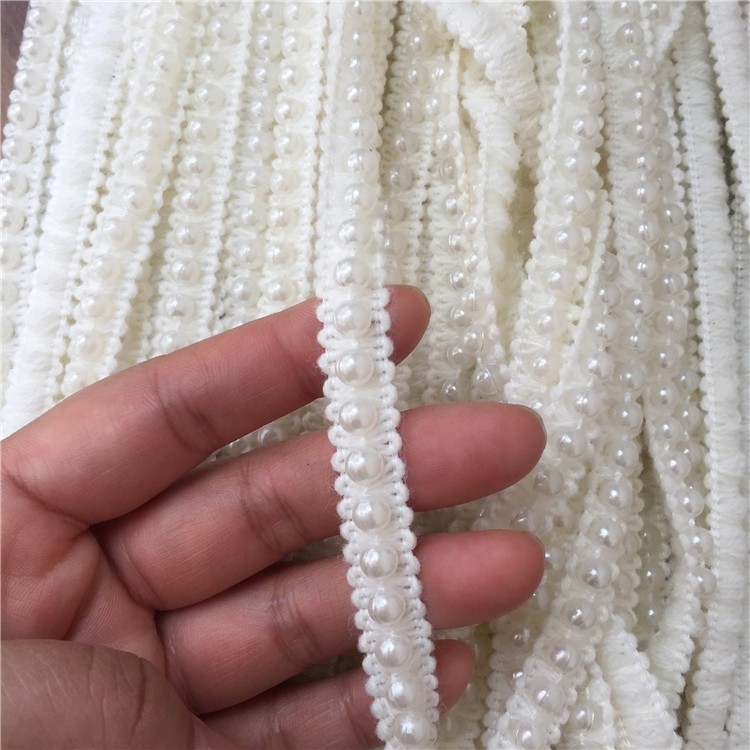 10 Yards/Lot Perlenbesetzte Spitzenborte DIY Handgefertigte Hochzeitskleid-Verzierung Wollperlen-Spitzenzubehör Spitzenstoff RS550 – Detail 4