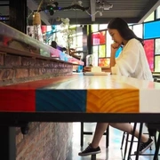 Thanh gỗ rắn thanh bàn Châu Âu D ánh sáng đồ nội thất thanh tròn bàn căn hộ nhỏ tường bàn ghế kết hợp cà phê ngoài trời - Giải trí / Bar / KTV