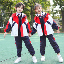 Primary school uniform set children's class clothes spring and autumn clothes academic style kindergarten clothes red three-in-one assault clothes