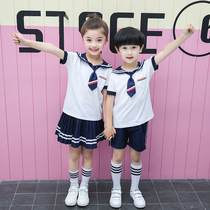 Childrens Day performance school uniform Summer Navy style pure cotton suit New kindergarten class dress Kindergarten garden dress summer dress