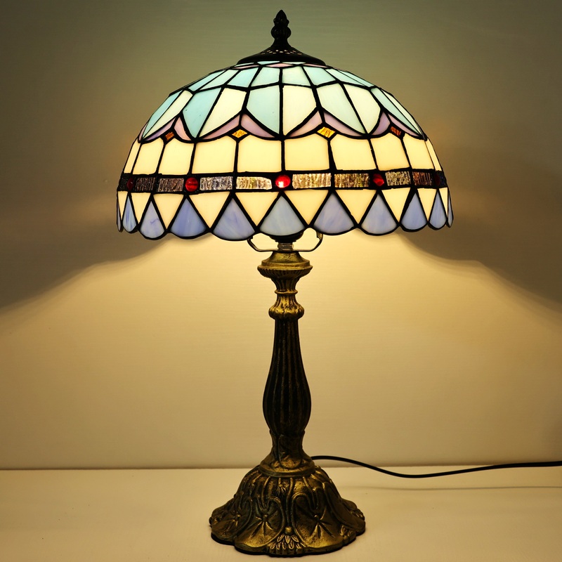 American-Style Wedding Room Table Lamp Blue Glass Mediterranean Atmosphere Lamp Touch Control Zipper Hotel Wedding Bedroom Bedside Table Lamp