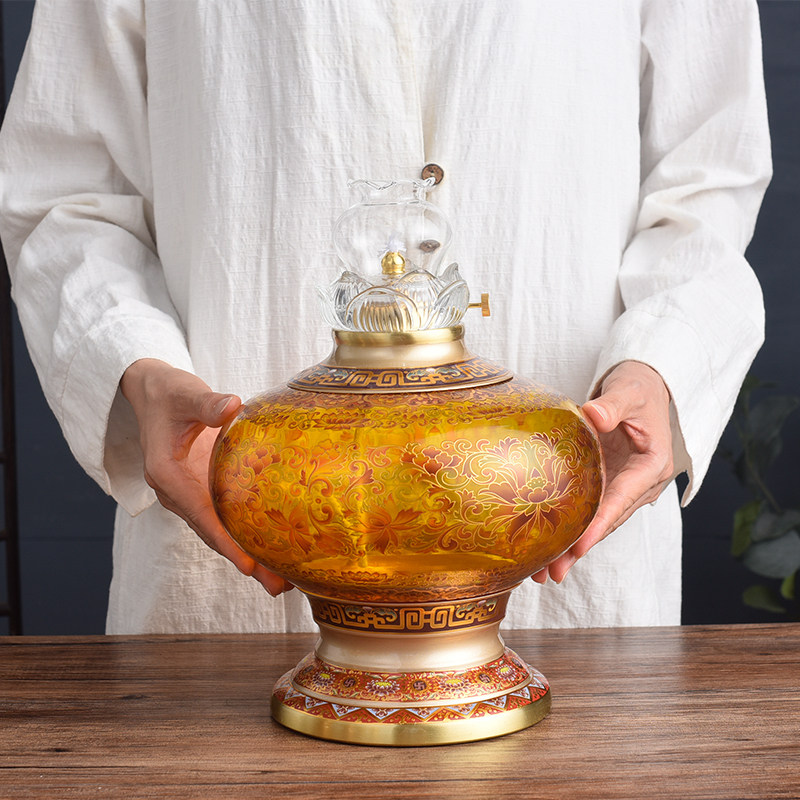 Pure copper oil lamp Buddha lamp for lamp home for Foghee lamp Buddha Former King Gods Guanyin lamp Lotus lamp Long Ming light-Taobao