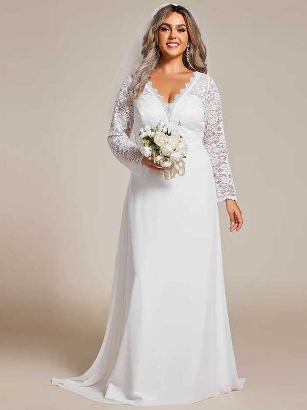 Everprettyplus Cross-Border European and American Plus Size Wedding Dresses for Overweight Women with Long Train for Wedding Photos