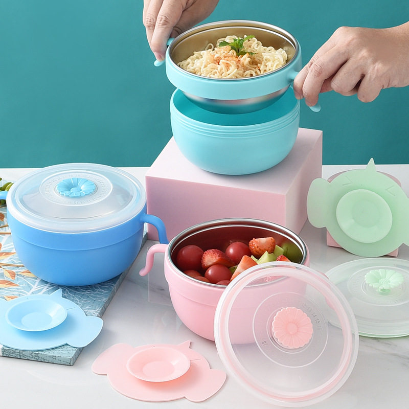 Children's tableware baby food bowl set 304 stainless steel water injection insulation suction bowl for infants and young children