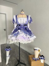 vtuber purple plaid cake skirt cos customization link
