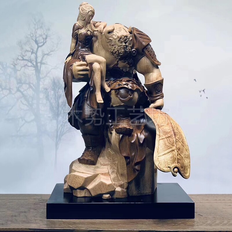 Rosewood Bull Demon King Art Root Carving Woodcarving Ornaments Company Home Decoration