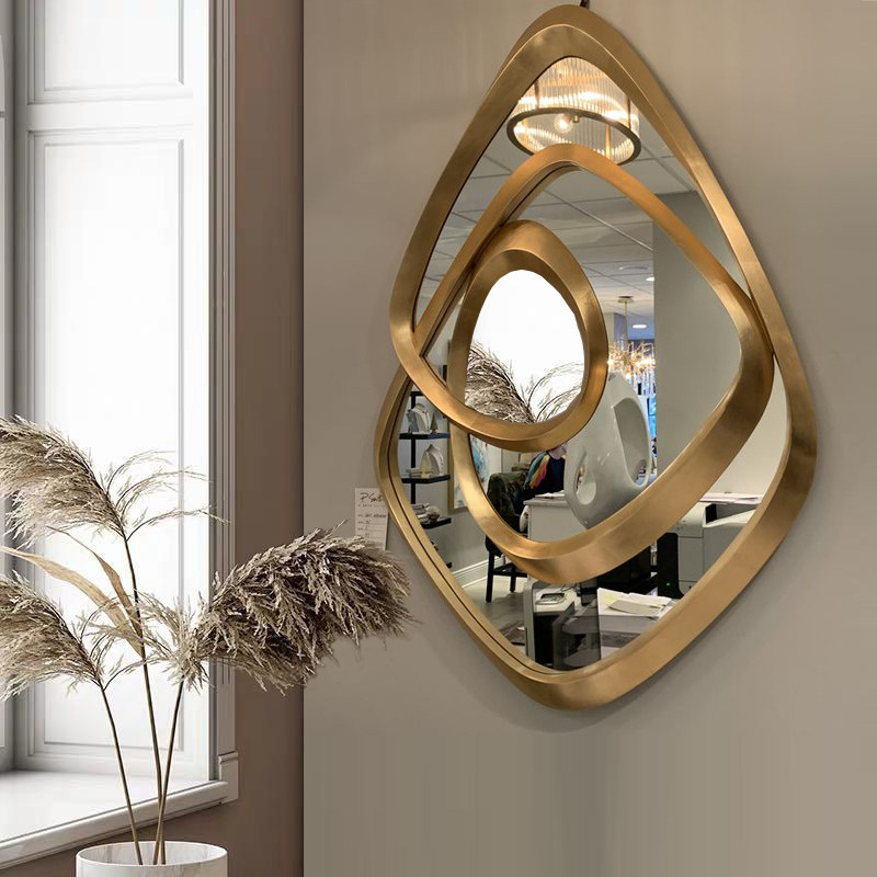 American style board room wall decoration Xuanguan Dining Hall Wall Decoration Art Abstract Relief Creative Mirror Sculpture Decorative Mirror