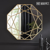  American-style foyer entrance wall-mounted octagonal decorative mirror Hotel villa bathroom wall-mounted mirror Living room mirror soft decoration customization