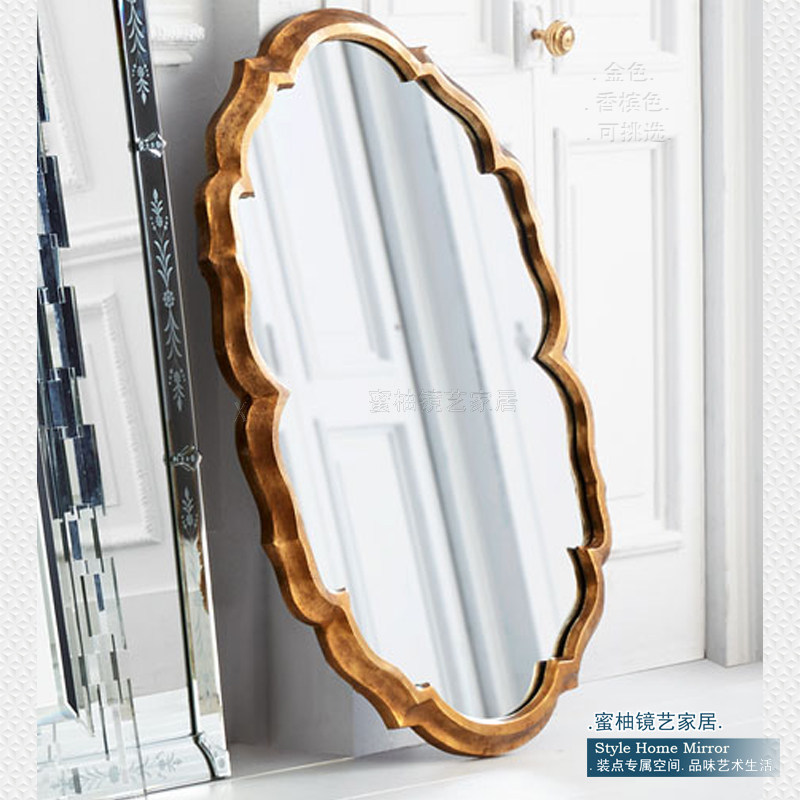 American light luxury gold frame bathroom mirror Sink makeup mirror Living room decoration mirror Sample room soft decoration customization