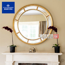  European-style carved round mirror Bathroom dressing fireplace decoration Bathroom mirror Living room entrance Bedside wall hanging customization