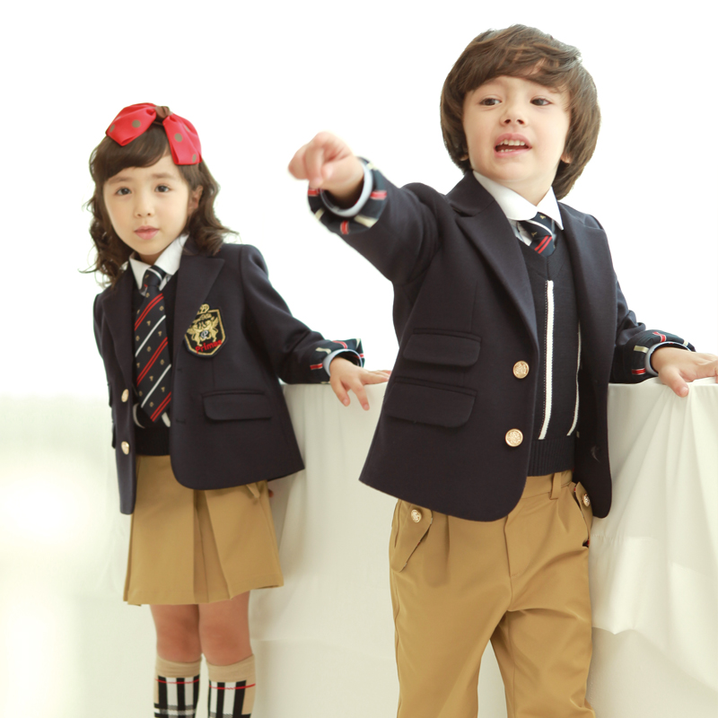 Đồng phục cotton tùy chỉnh mẫu mùa thu đông, đồng phục học sinh, mẫu giáo dài tay, trang phục Hàn Quốc quần đồng phục học sinh