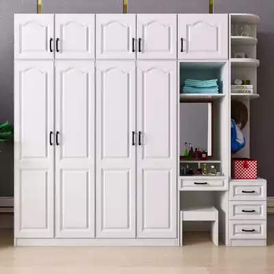 Solid wood wardrobe custom simple door assembly bedroom adult pine wardrobe home with mirror makeup table