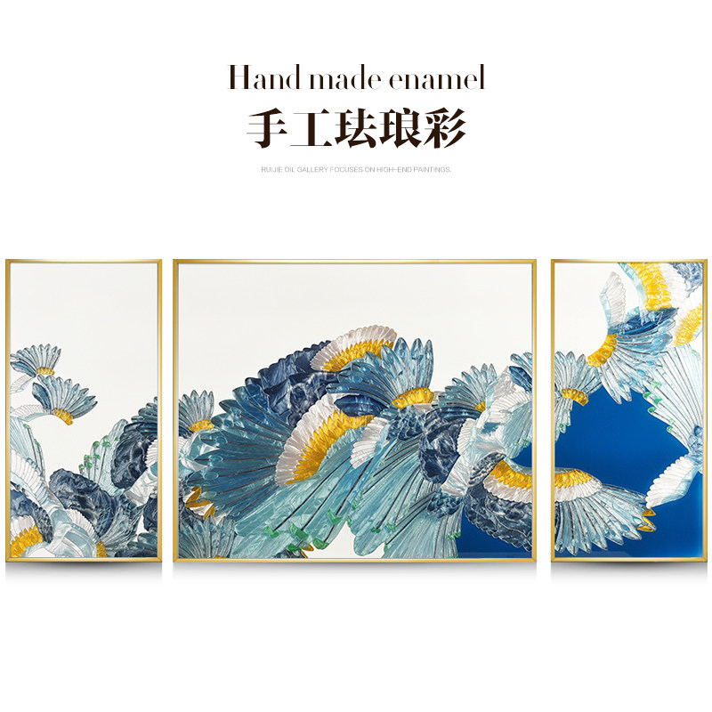 瑞杰珐琅彩画《一马当先》简欧法式客厅装饰画｜玄关挂画天花板！美到