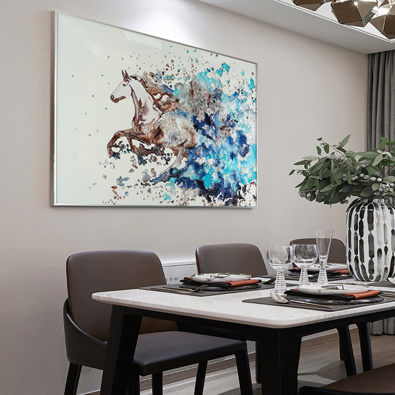 瑞杰珐琅彩画《一马当先》简欧法式客厅装饰画｜玄关挂画天花板