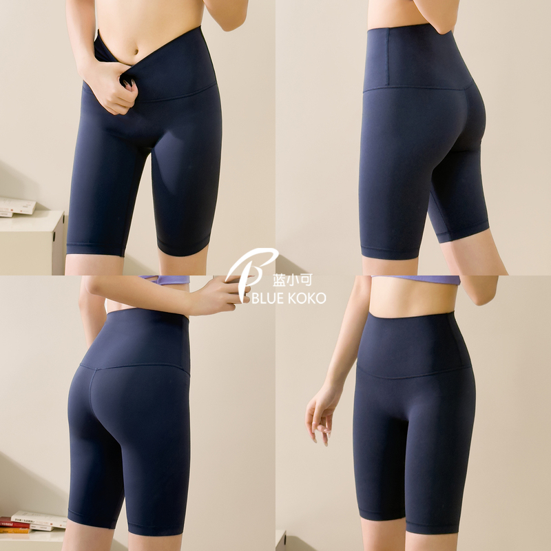 Blue Xiaoke Yoga Shorts Slimming High-Waisted Five-Point Yoga Pants Fitness Pants Running Pants Sports Shorts Outdoor