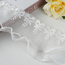 Curtain vertical edge French white butterfly lace accessories pillow textile side stitching light luxury style M-295