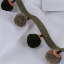 Curtain lace accessories retro olive green fur ball light luxury curtain head splicing hanging fringe curtain head living room accessories M-563