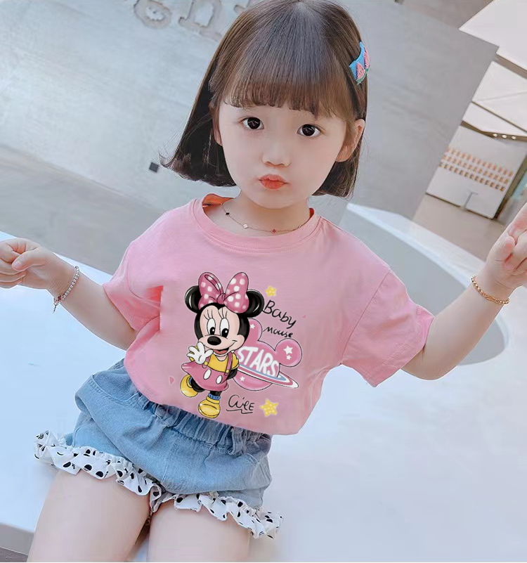 Children's T-Shirt for Girls, Short-Sleeve 2026 New Summer Style, Cartoon Mouse Boys' Top, Stylish Shirt for Sibling Outfits