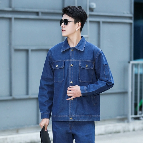 Демисезонный джинсовый износостойкий хлопковый комбинезон, увеличенная толщина, защита от ожогов, делается под заказ