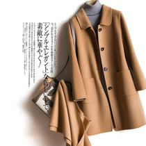 High-end red double-sided cashmere coat womens 2020 autumn and winter new small man medium long wool coat