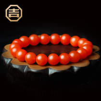 Ji Yongfa Baoshan South Red Bracelet Agate Bracelet Natural Buddha Beads Persimmon Red Full Meat Mens and Womens Boutique 9 5mm