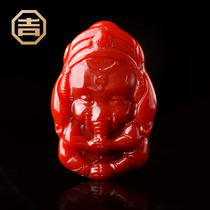 Jiyongfa Sichuan Liangshan South Red Agate Carved Persimmon Red Pure Natural Full Color Full Meat Auspicious Elephant Style Pendant