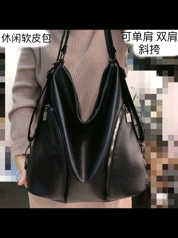 Large Casual Soft Leather Bag, New Model, Can Be Worn as a Shoulder Bag, Double Shoulder Bag, or Crossbody Bag, Multiple Carrying Methods, Large Capacity