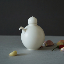 Song style water drop oil pot rice white glaze ceramic melting white original home simple pure white soy sauce vinegar sesame oil seasoning pot