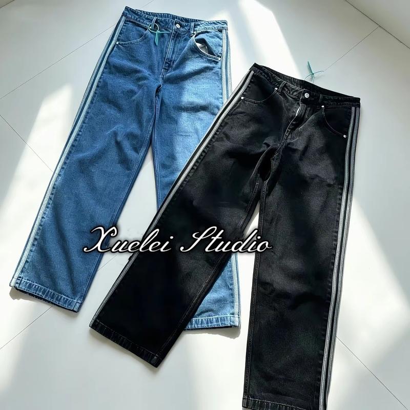 【Hot Item】Blood Tears Autonomous a Side-Striped Jeans Cleanfit Versatile Casual Loose Fit Unisex Style 【Hot Item】Blood Tears Autonomous a Side-Striped Jeans Cleanfit Versatile Casual Loose Fit Unisex Style