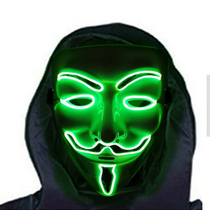 DIYv word Luminous Mask Halloween fluorescent luminous ghost step dance adult men and women el tremble sound artifact personality
