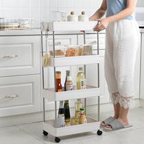  Shelf Vertical cart Movable floor moving pulley Bedroom waterproof glass Creative wall-mounted floor-standing