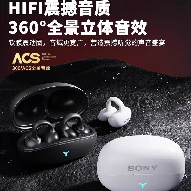 Sony Bluetooth Earphones Clip-On Bone Conduction Noise Reduction Non-In-Ear Heavy Bass Sports Running 2026 New Model