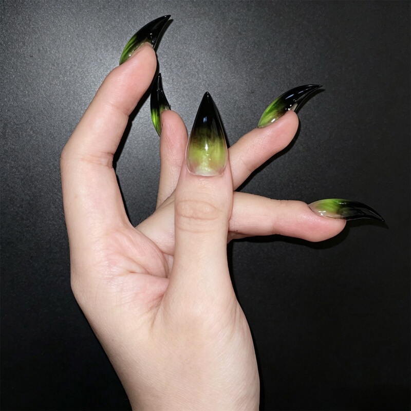 Youthful Atmosphere Black and Green Gradient Dragon Claw Handmade Wearable Nails Popular Style Unique Cat Claw Dragon Nails Brightening Animal Nails Wolf Claws Youthful Atmosphere Black and Green Gradient Dragon Claw Handmade Wearable Nails Popular Style Unique Cat Claw Dragon Nails Brightening Animal Nails Wolf Claws